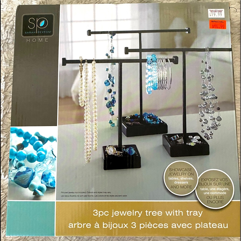 3 piece jewelry tree with tray